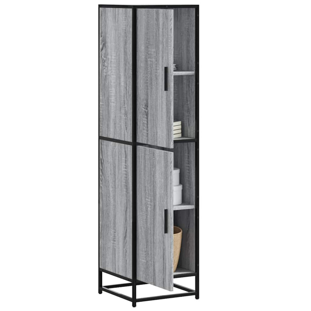 vidaXL Highboard Grey Sonoma 35.5x35x139 cm Engineered Wood and Metal