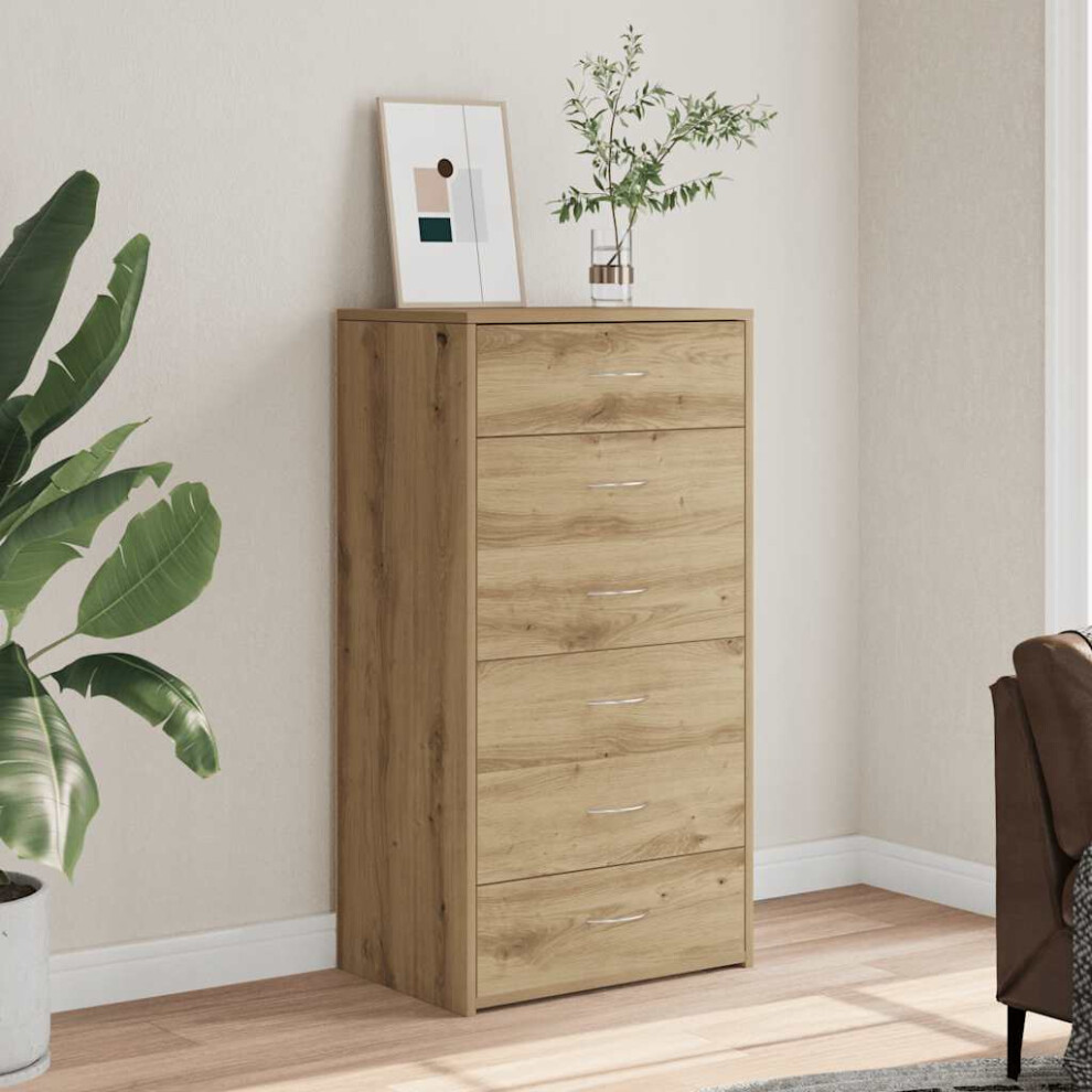 VIDAXL Sideboard 6 Drawers Artisan Oak 50x34x96 cm Engineered Wood, Brown - Image 2