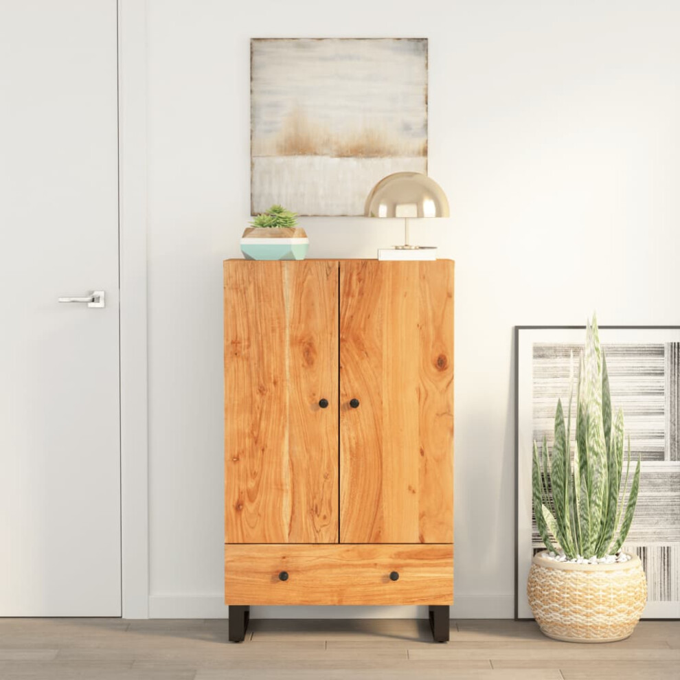 Vidaxl Highboard Cupboard With Drawer Sideboard Solid Wood Acacia And Iron