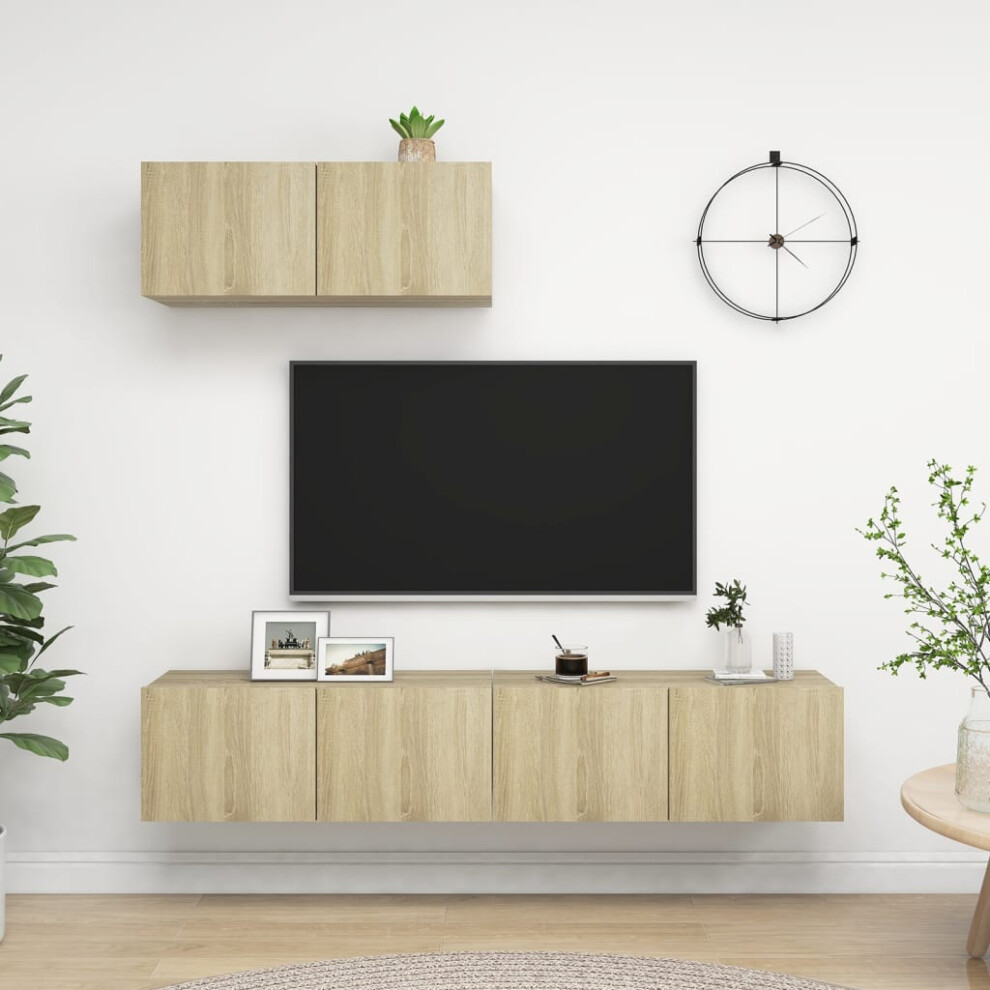 Vidaxl 3X Tv Cabinets Sonoma Oak Engineered Wood Furniture Tv Stand Cabinet