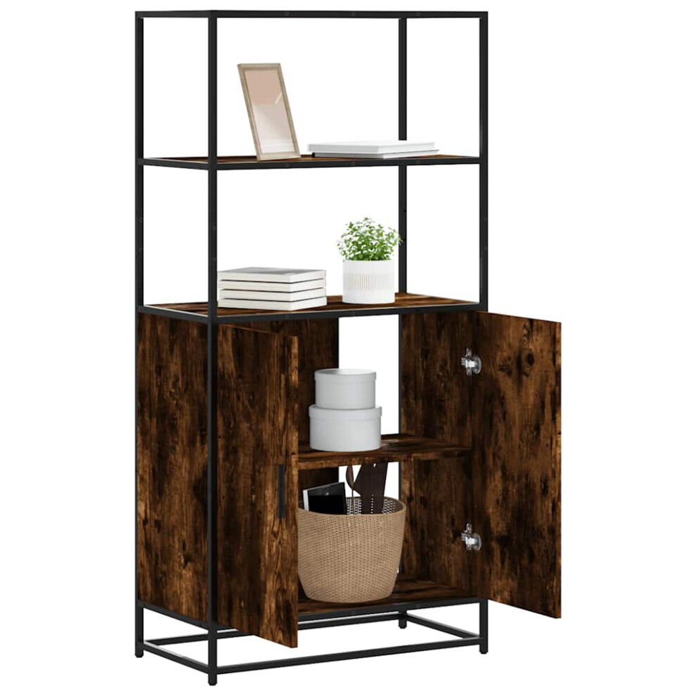 Vidaxl Highboard Smoked Oak 68X35x139 Cm Engineered Wood And Metal