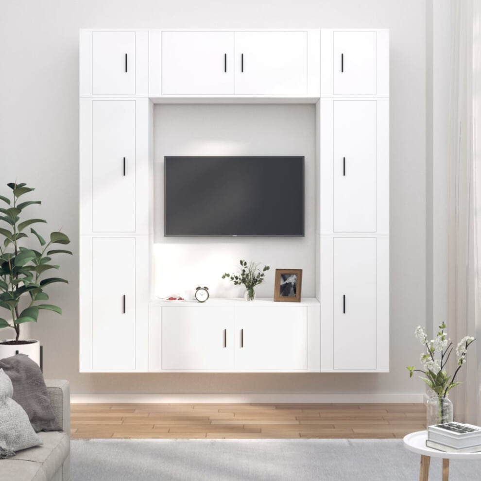 Vidaxl 8 Piece Tv Cabinet Set Engineered Wood White