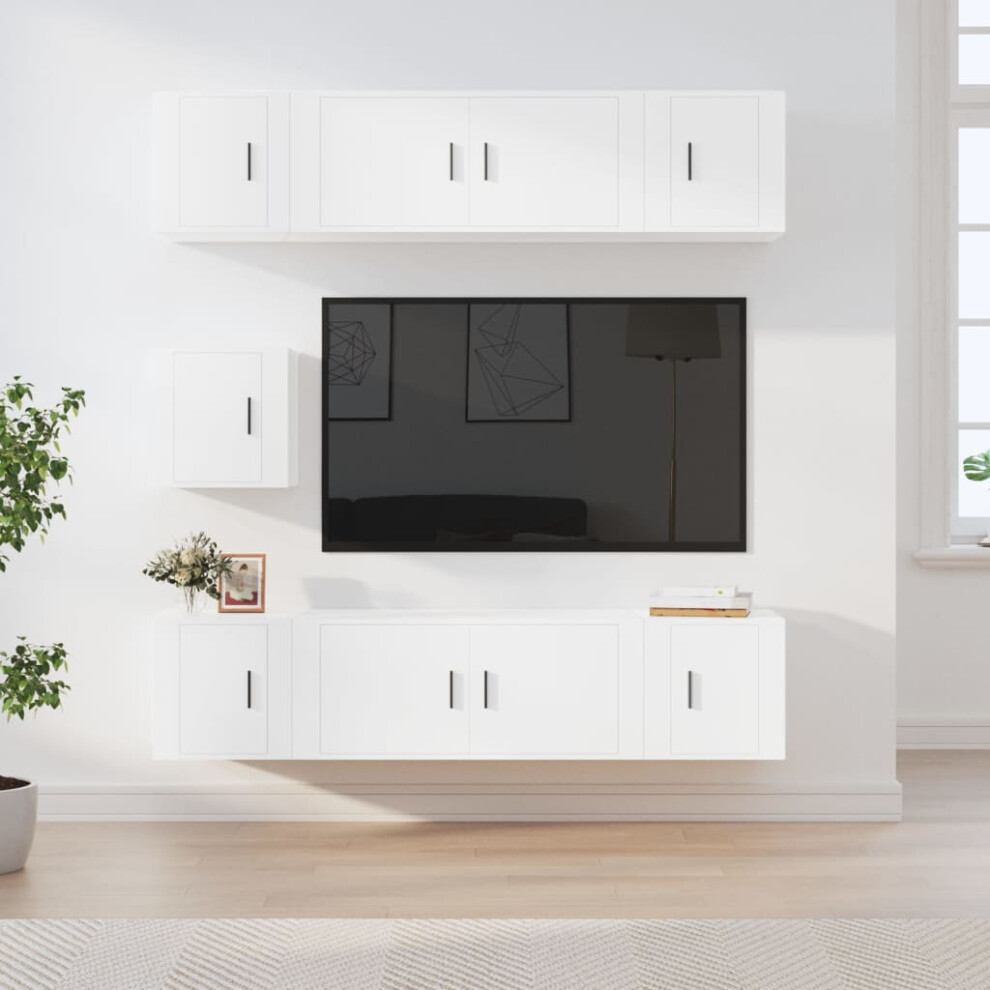 Vidaxl 7 Piece Tv Cabinet Set Engineered Wood White
