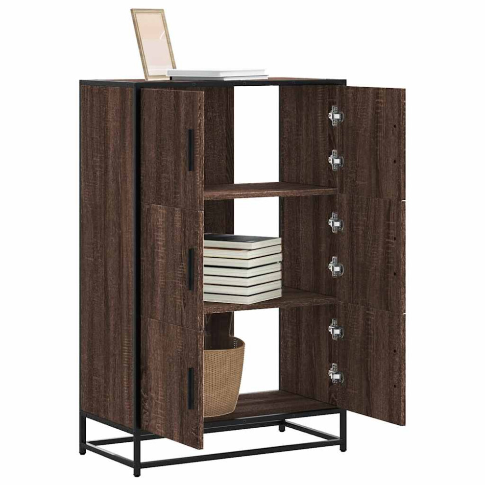 Vidaxl Highboard Brown Oak 68X35x106.5 Cm Engineered Wood And Metal