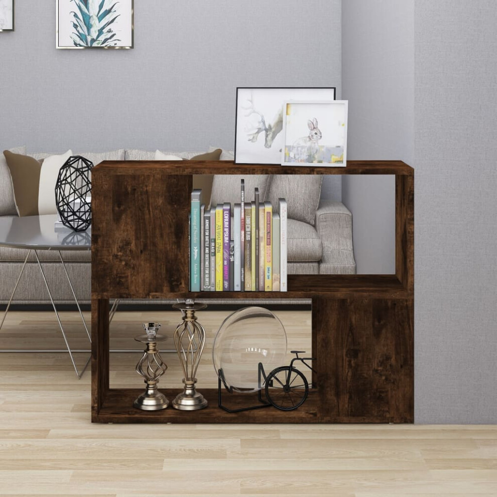 Vidaxl Book Cabinet/Room Divider Smoked Oak Bookcase Cabinet Storage Rack