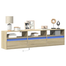 vidaXL TV Wall Cabinet with LED Floating TV Wall Unit TV Cabinet Sonoma Oak