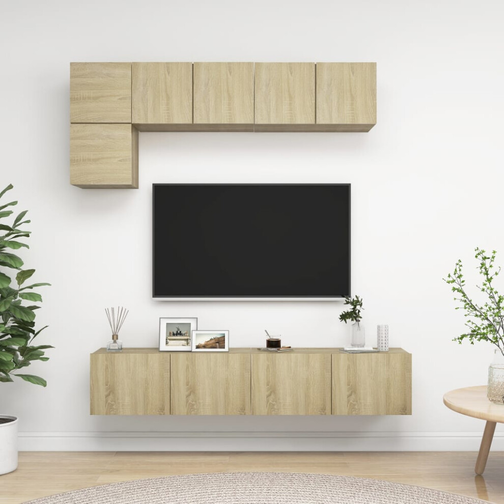 Vidaxl Tv Cabinet Set 5 Piece Sonoma Oak Engineered Wood Stand Living Room