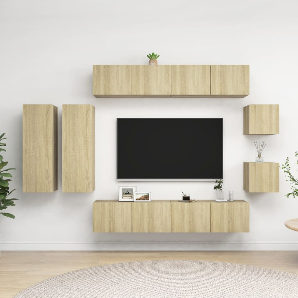 Vidaxl Tv Cabinet Set 8 Piece Sonoma Oak Engineered Wood Tv Stand Cabinet