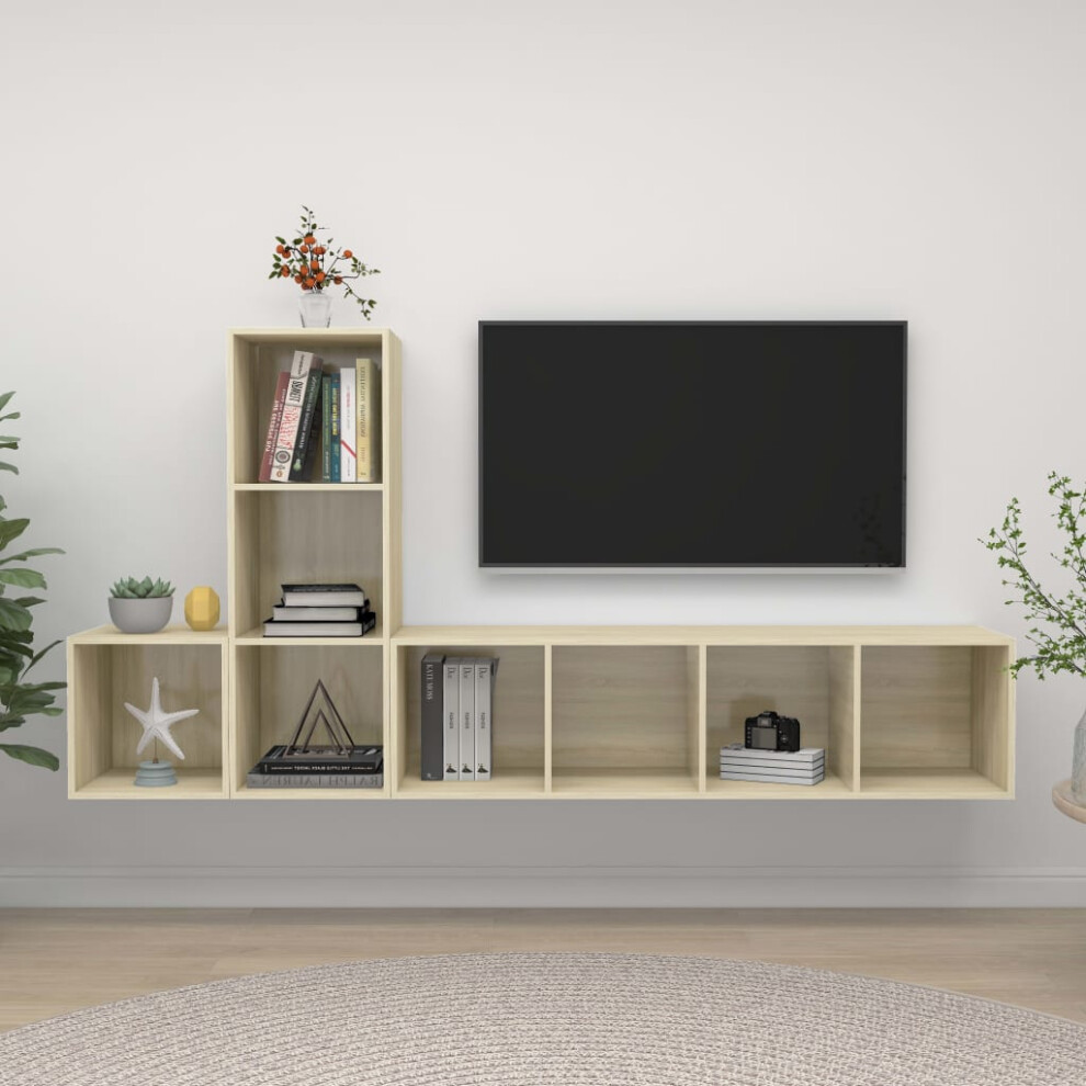 Vidaxl 3 Piece Tv Cabinet Set Sonoma Oak Engineered Wood