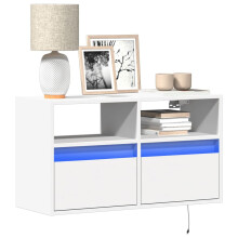 vidaXL TV-Wandschrank mit LED-Beleuchtung Weiß 80x31x45 cm