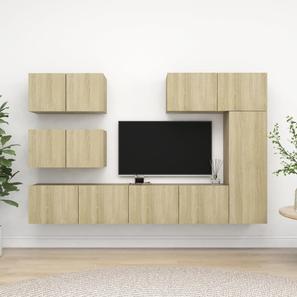 Vidaxl Tv Cabinet Set 6 Piece Sonoma Oak Engineered Wood Hanging Tv Cabinet