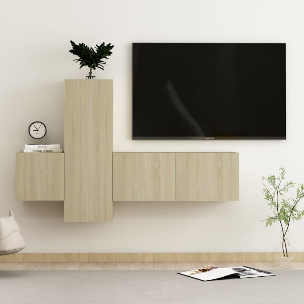 Vidaxl Tv Cabinet Set 3 Piece Sonoma Oak Engineered Wood Furniture Tv Stand