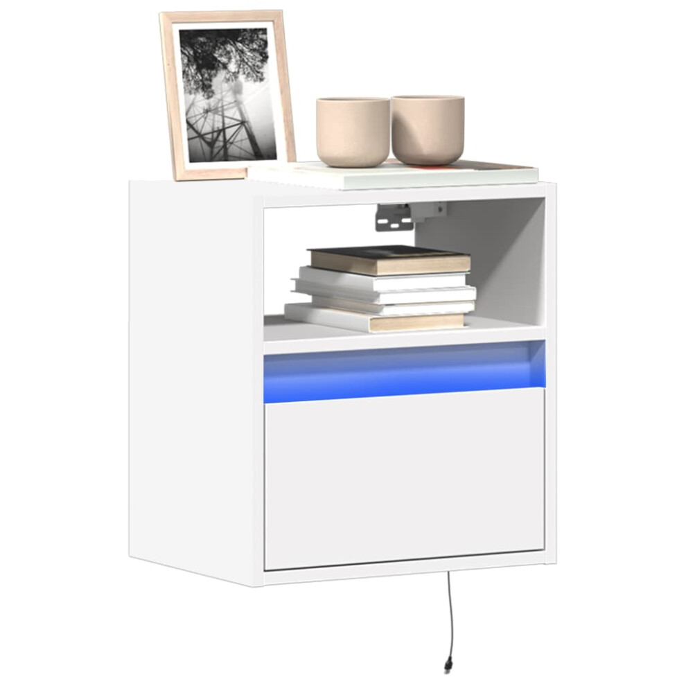 Vidaxl Tv Wall Cabinet With Led Lights Tv Unit Wall Mounted Cabinet White