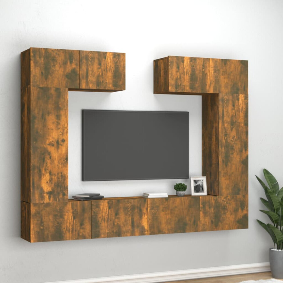 Vidaxl Tv Cabinet Set 6 Piece Smoked Oak Engineered Wood Hifi Cabinet Set