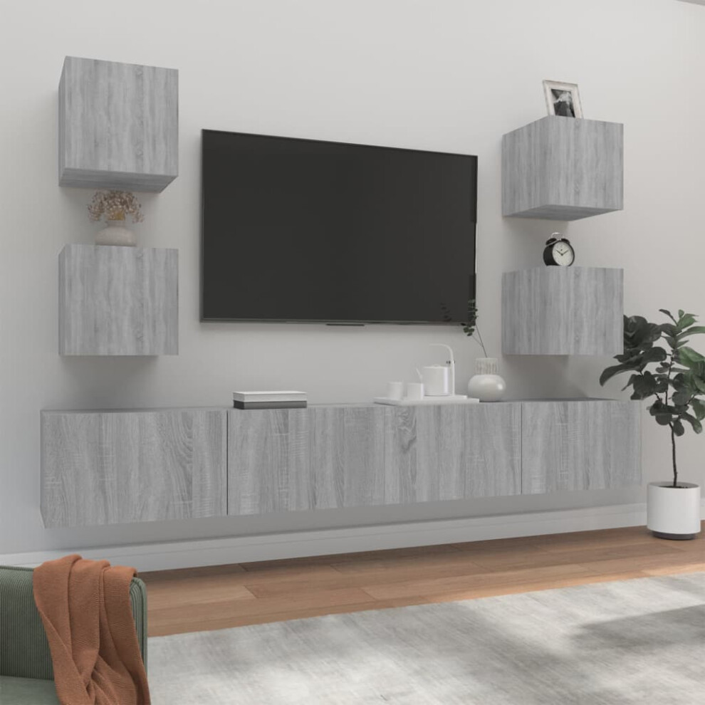 vidaXL 6 Piece TV Cabinet Set Grey Sonoma Engineered Wood