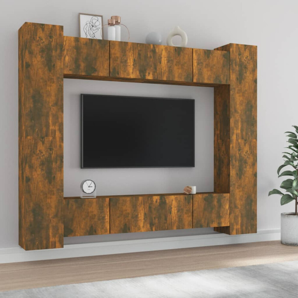 vidaXL 8 Piece TV Cabinet Set Smoked Oak Engineered Wood