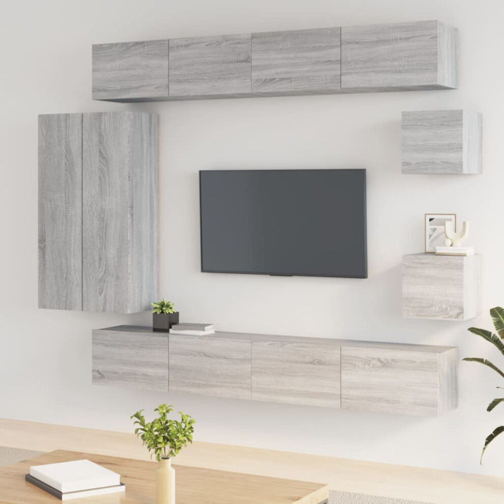 vidaXL 8 Piece TV Cabinet Set Grey Sonoma Engineered Wood