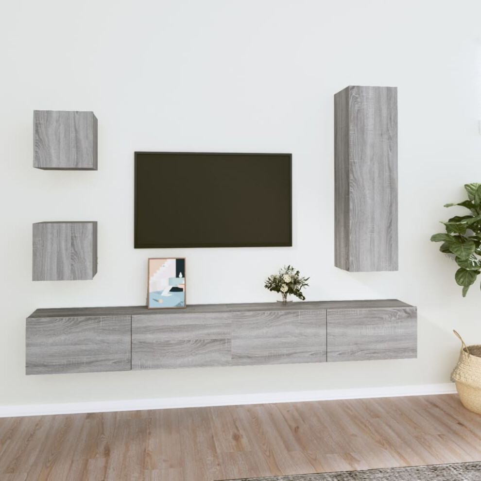 vidaXL 5 Piece TV Cabinet Set Grey Sonoma Engineered Wood