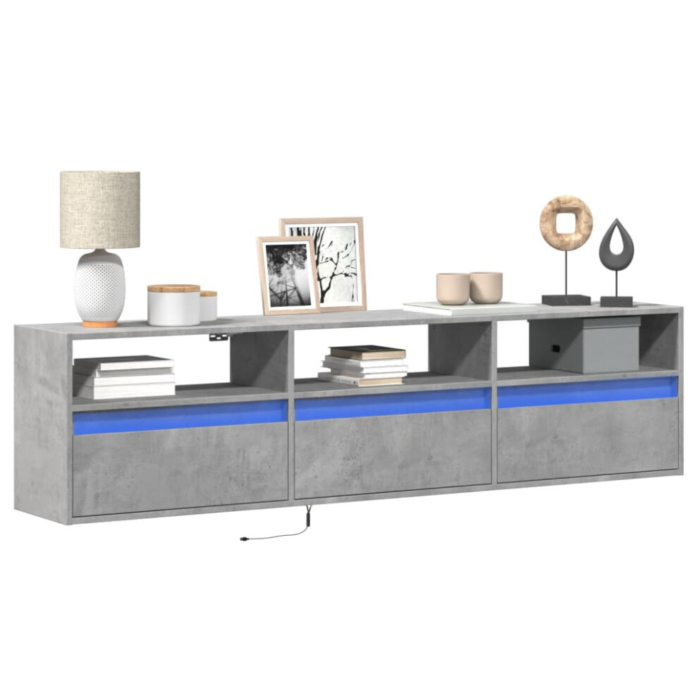 Vidaxl Tv Wall Cabinet With Led Floating Tv Unit Wall Cabinet Concrete Grey