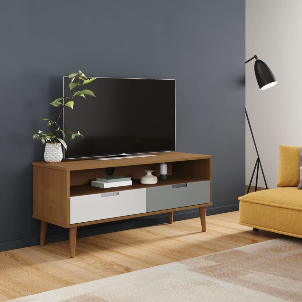 vidaXL TV Cabinet MOLDE Brown 106x40x49 cm Solid Wood Pine