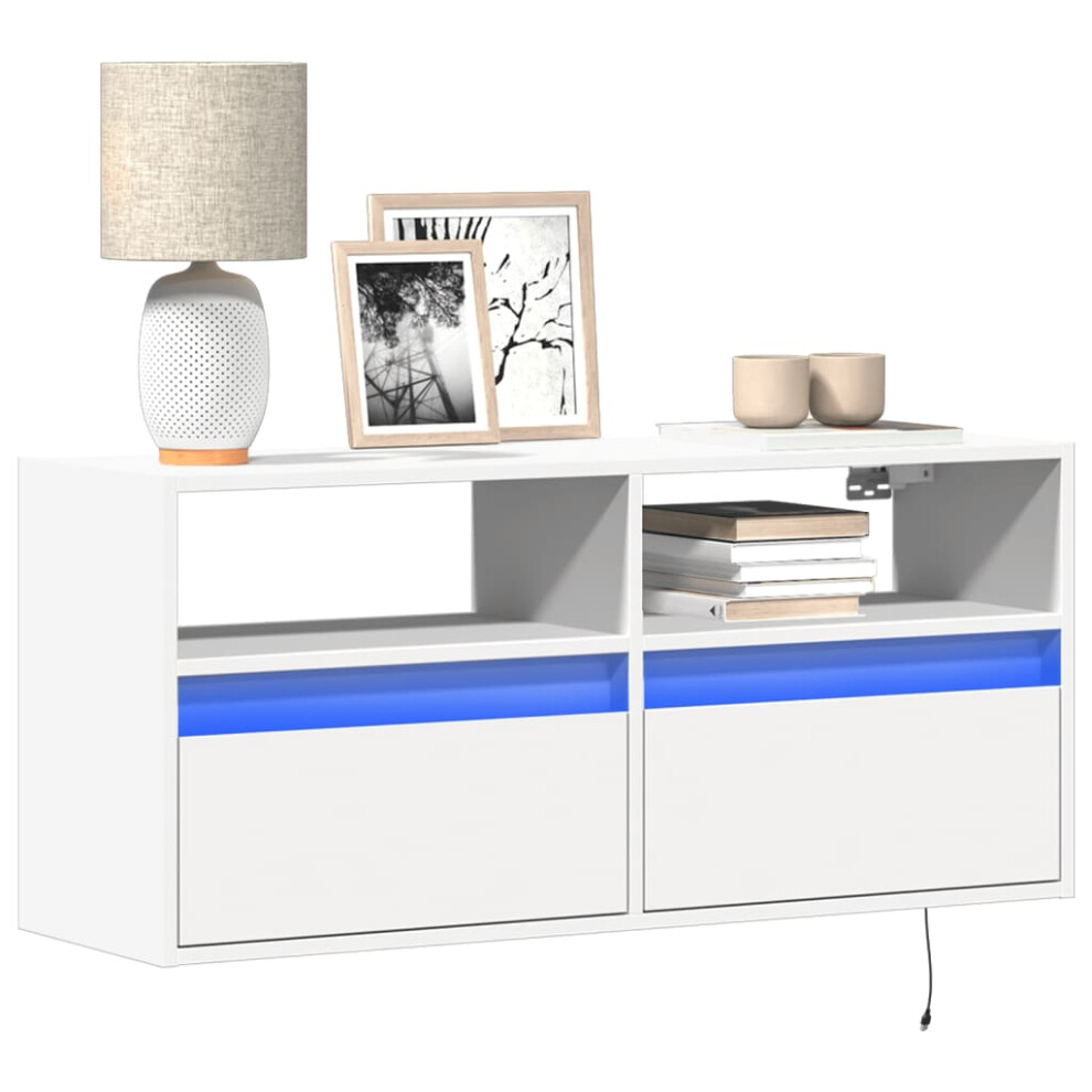 Vidaxl Tv Wall Cabinet With Led Lights Tv Stand Floating Cabinet Tv Unit White
