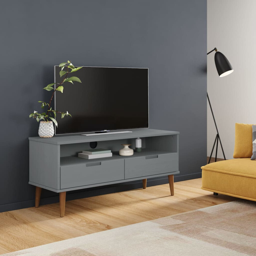 vidaXL TV Cabinet MOLDE Grey 106x40x49 cm Solid Wood Pine