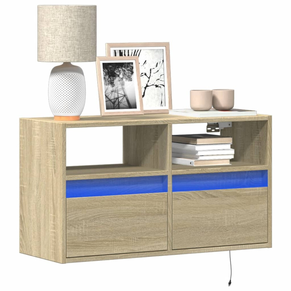 Vidaxl Tv Wall Cabinet With Led Lights Floating Cabinet Tv Unit Sonoma Oak