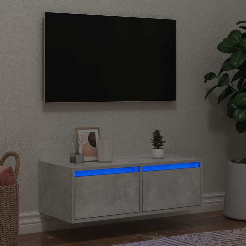vidaXL TV Cabinet with LED Lights Concrete Grey 75x35.5x25 cm TV stand