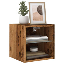 vidaXL TV Wall Cabinet with LED Lights Old Wood 30x28.5x30 cm floating TV unit