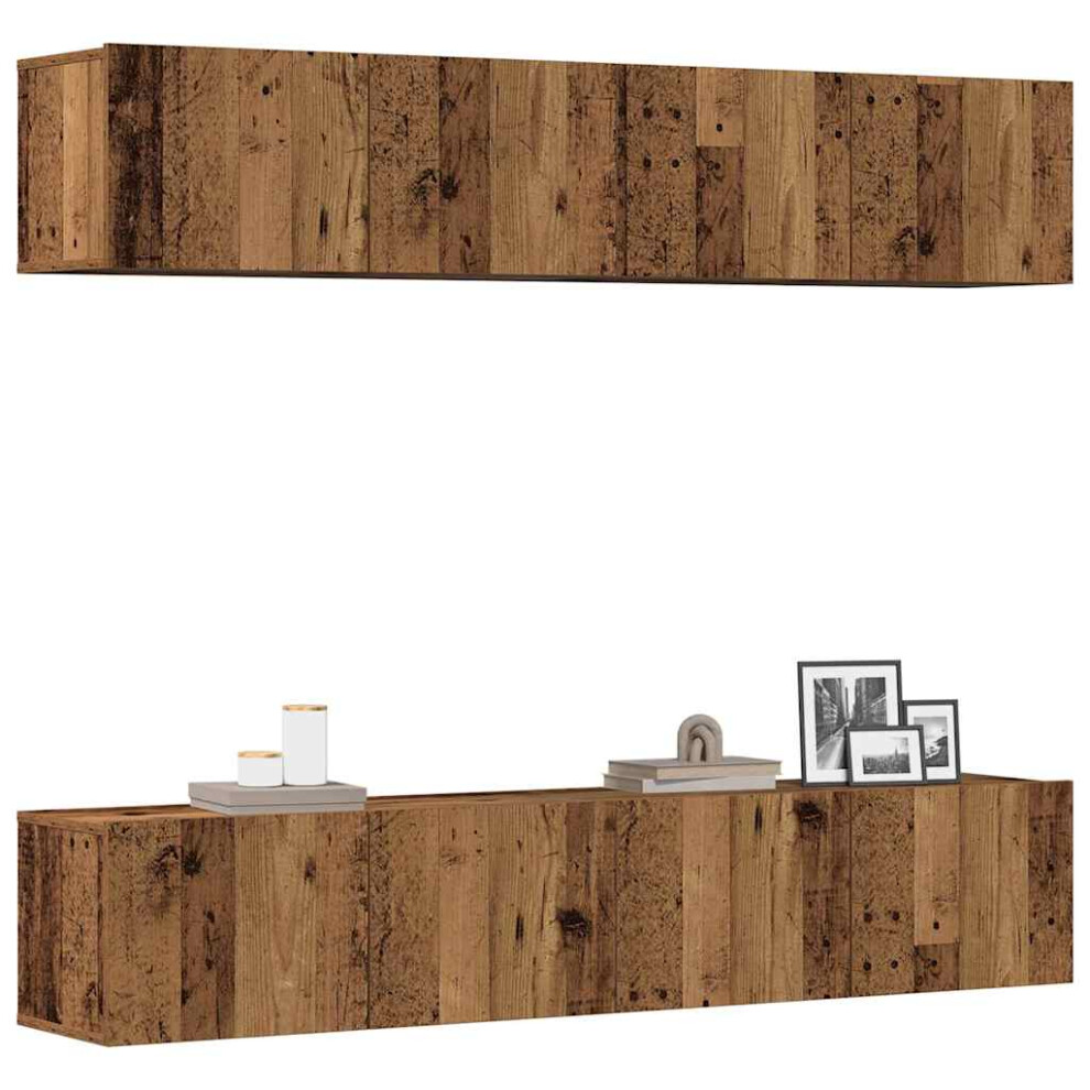 Vidaxl Wall Mounted Tv Cabinets 4 Pcs Old Wood Engineered Wood Tv Stand