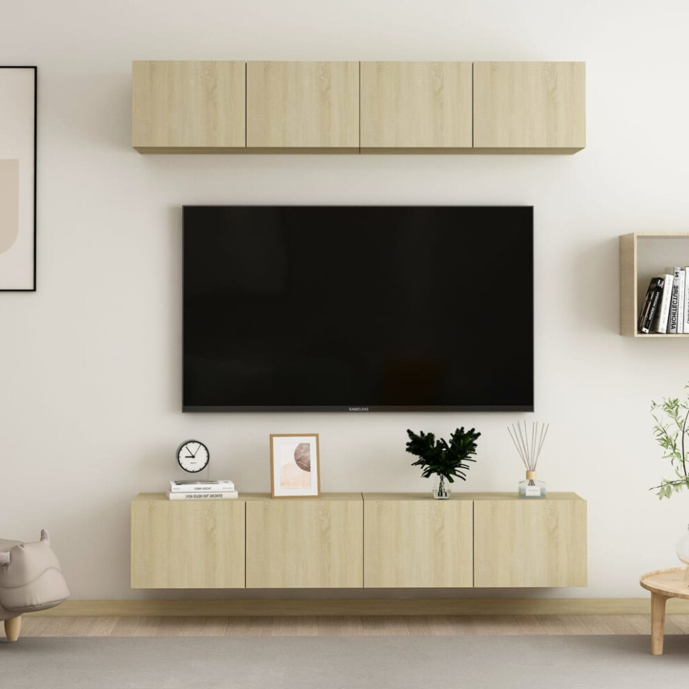 Vidaxl 4X Tv Cabinets Sonoma Oak Engineered Wood Furniture Tv Stand Cabinet