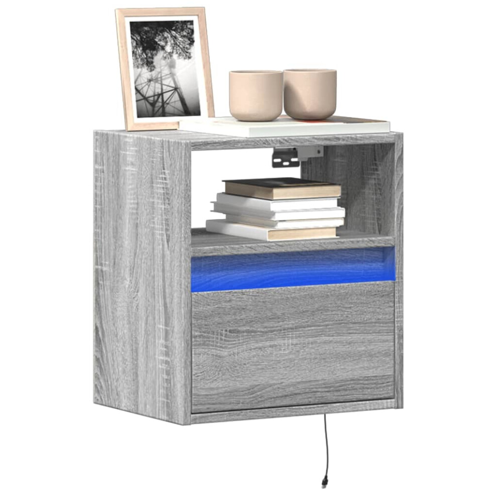 Vidaxl Tv Wall Cabinet With Led Lights Floating Cabinet Tv Unit Grey Sonoma
