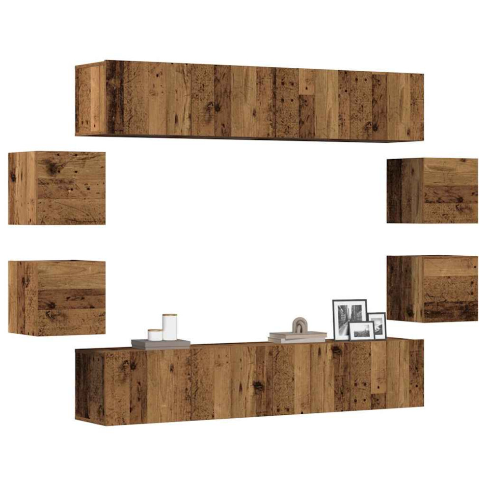 vidaXL Wall Mounted TV Cabinets 8 Pcs Old Wood Engineered Wood