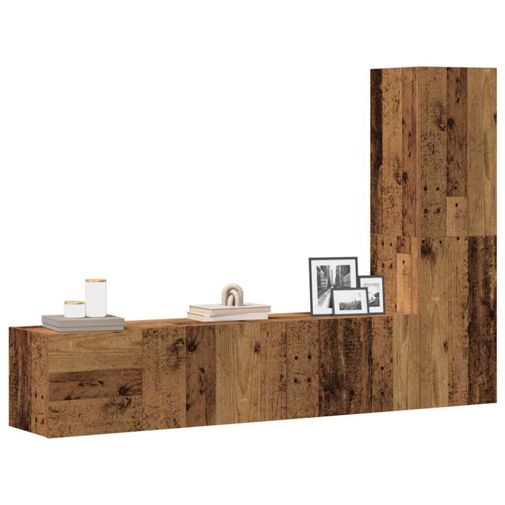 Vidaxl Wall Mounted Tv Cabinets 3 Pcs Old Wood Engineered Wood Tv Stand