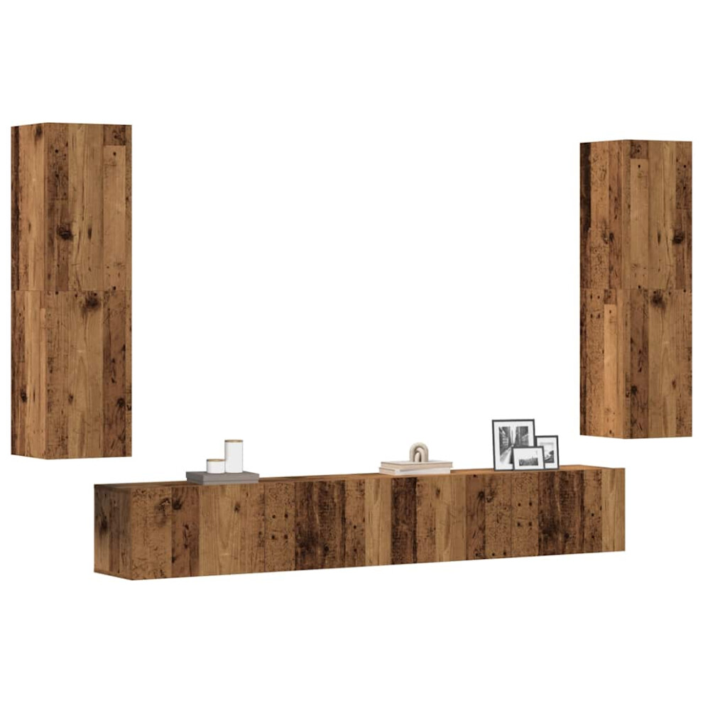 Vidaxl Wall Mounted Tv Cabinets 4 Pcs Old Wood Engineered Wood Tv Stand