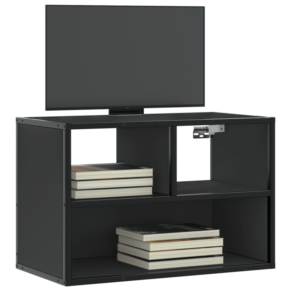 Vidaxl Tv Cabinet Tv Stand Media Unit Tv Unit Black Engineered Wood And Metal
