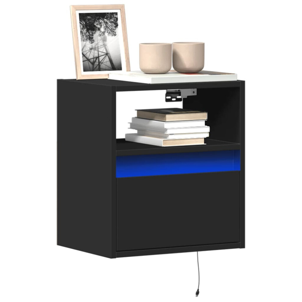 Vidaxl Tv Wall Cabinets With Led Lights Floating Cabinet Tv Unit 2 Pcs Black