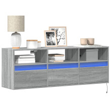 vidaXL TV Wall Cabinet with LED Lights Floating Cabinet TV Unit Grey Sonoma