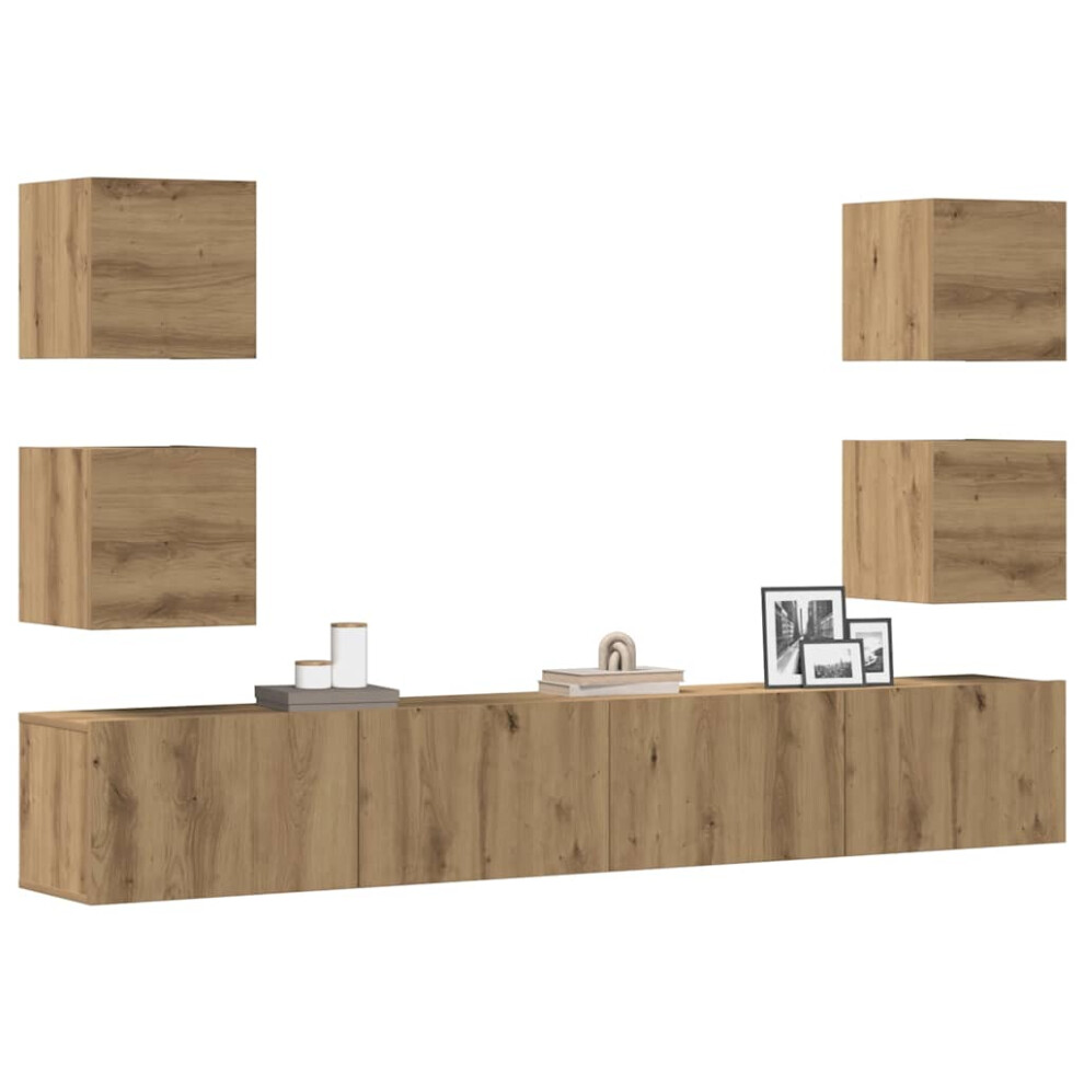 Vidaxl Wall Mounted Tv Cabinets 6 Pcs Artisan Oak Engineered Wood Tv Stand
