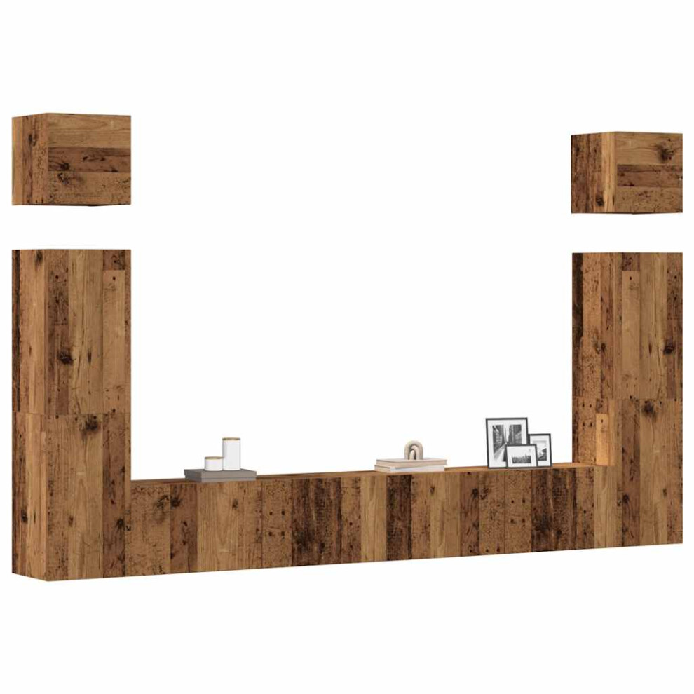 Vidaxl 6 Piece Tv Cabinet Set Wall-Mounted Old Wood Engineered Wood Tv Cabinet