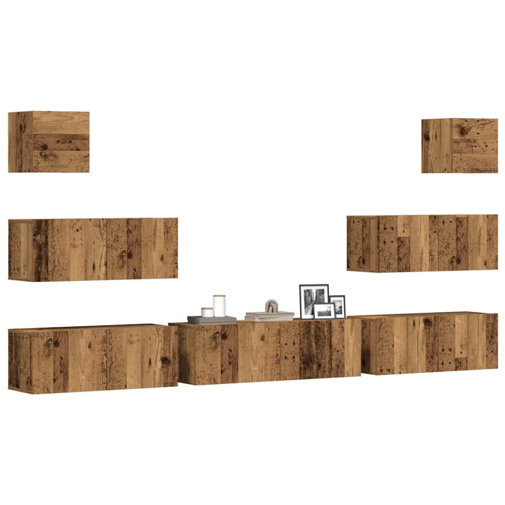 Vidaxl 7 Piece Tv Cabinet Set Wall-Mounted Old Wood Engineered Wood Tv Cabinet