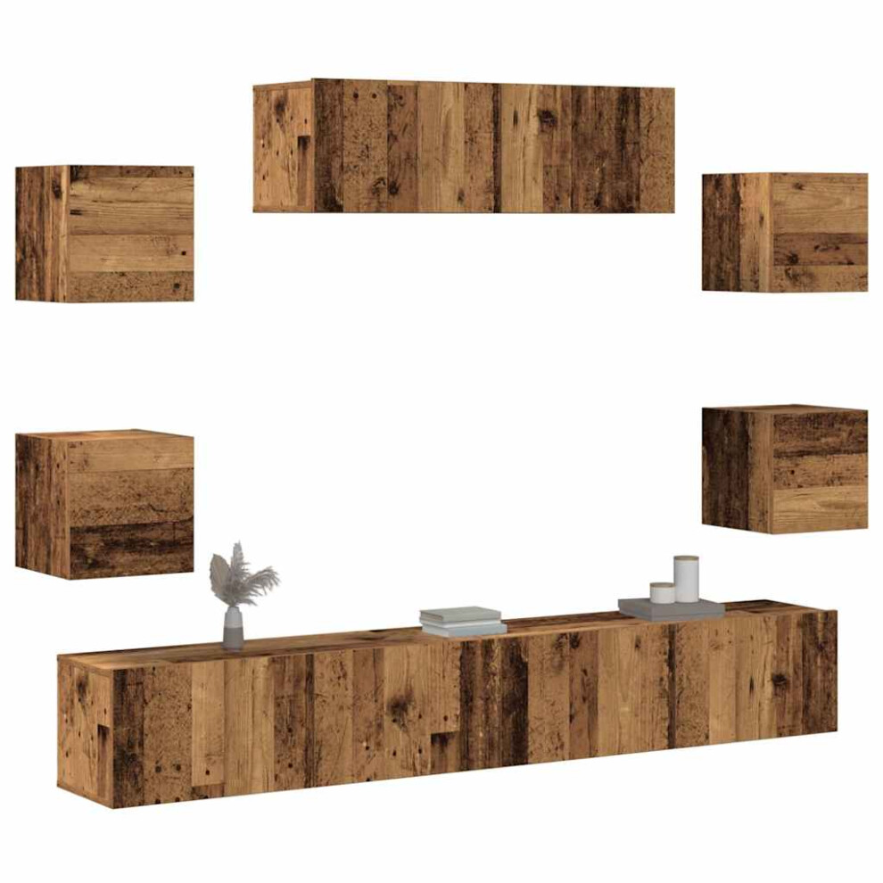 Vidaxl 7 Piece Tv Cabinet Set Wall-Mounted Old Wood Engineered Wood Tv Cabinet