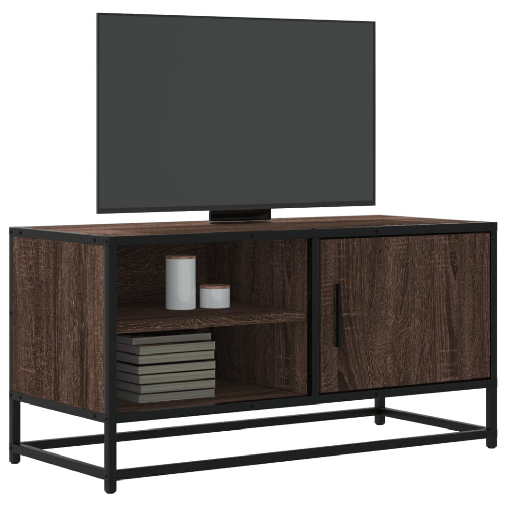 vidaXL TV Cabinet Brown Oak 80x34.5x40 cm Engineered Wood and Metal