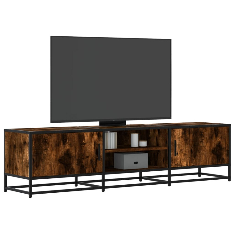 vidaXL TV Cabinet Smoked Oak 160x35x41 cm Engineered Wood and Metal