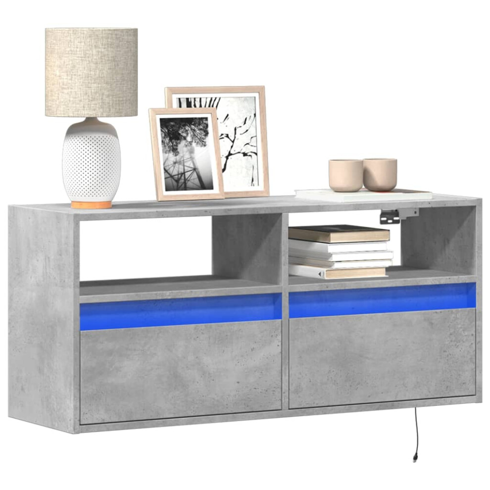 Vidaxl Tv Wall Cabinet With Led Lights Floating Cabinet Tv Unit Concrete Grey