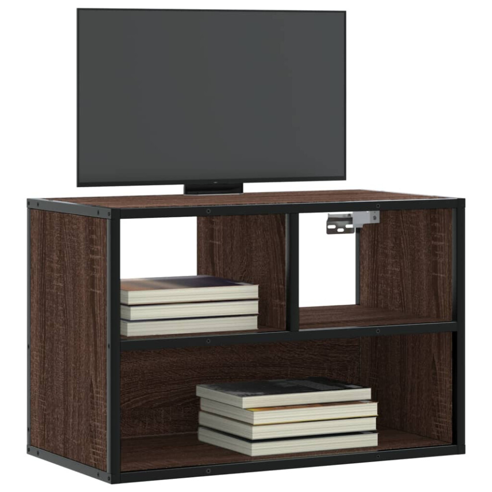 vidaXL TV Cabinet Brown Oak 60x31x39.5 Cm Engineered Wood And Metal