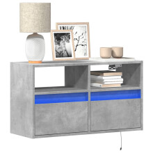 vidaXL TV Wall Cabinet with LED Lights Floating Cabinet TV Unit Concrete Grey