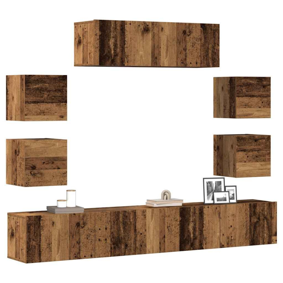 Vidaxl 7 Piece Tv Cabinet Set Wall-Mounted Old Wood Engineered Wood Tv Cabinet