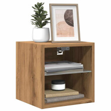 vidaXL TV Wall Cabinet with LED Lights Artisan Oak 30x28.5x30 cm