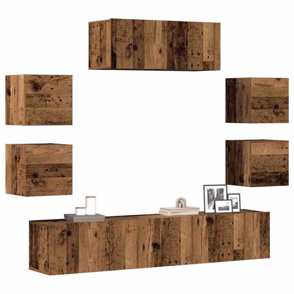 vidaXL 7 Piece TV Cabinet Set Wall-mounted Old Wood Engineered Wood